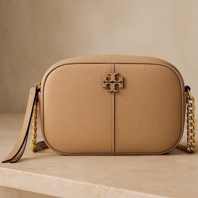 NEW Tory Burch Mcgraw Tiramisu Tan Leather Camera/Crossbody NEW Tory Burch Mcgraw Tiramisu Tan Leather Camera/Crossbody