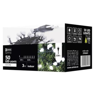 Lichterkette für den Weihnachtsbaum 50 LED CW 2,5 m IP20 Cherry