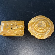 Vintage Art Deco Vanity Set Powder Jar Hinged Box Celluloid Lids