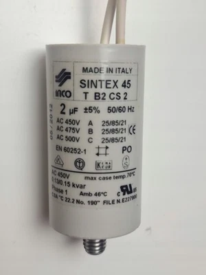 INCO SINTEX Motor Run Capacitor 2uF 450V AC 45T.B2 CS.2 Fan Pump MFD