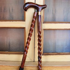 Derby Style Head Handle 2 Fold Handmade Knotted Wooden Walking Cane 38" Stick
