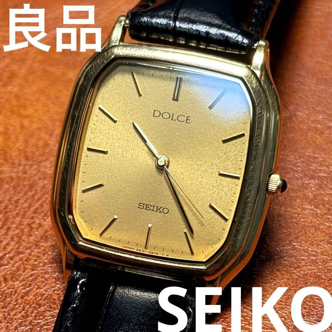 Seiko Dolce Rectangular Gold 90s Working Watch 28… - image 1