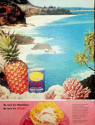 Original 1933 Vintage print Ad: Dole Canned Tropic Fresh Hawiian Pineapple