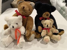 4 Teddy Bears Collection Vintage Hinged Arms And Legs On All