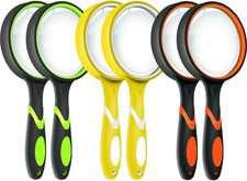 6 Pack Magnifying Glass, 10X Non-Slip Handheld Reading Magnifier