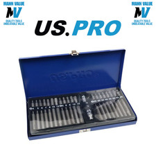 US PRO 42-teiliges Set Sechskant, Inbus, Torx, Stern, Spline Bit Steckschl&uuml;ssel 3/8" 1/2" DR 1486