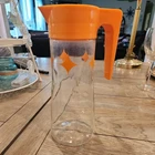 Vtg Mid-Century Anchor Hocking Glass Carafe Orange Juice Pitcher Atomic Diamond