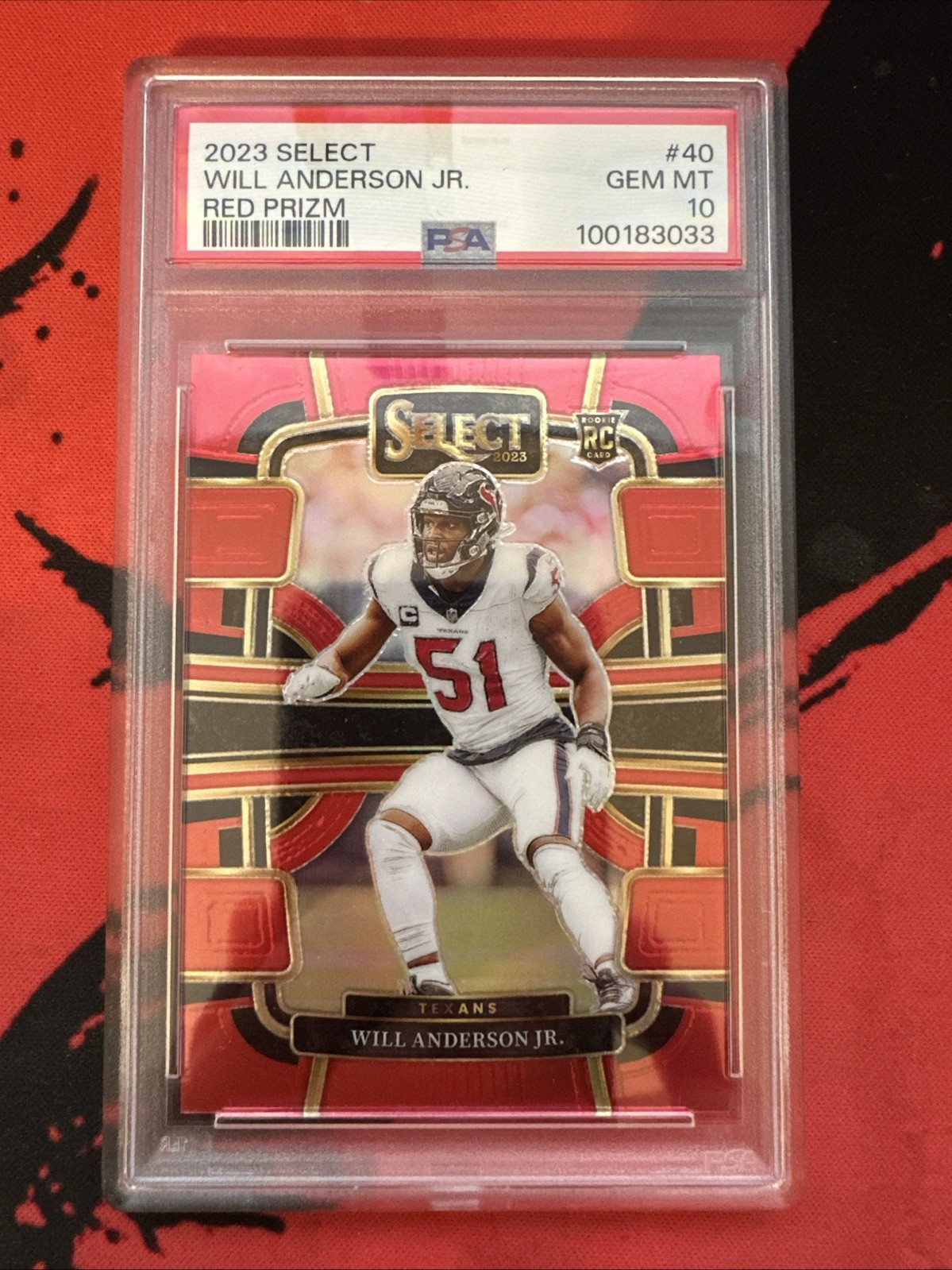 2023 Panini Select - Concourse Will Anderson #40 Red Prizm /99 (RC)