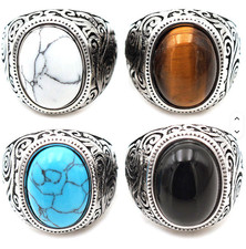 Large Geometric Men's Rings With Different Stones