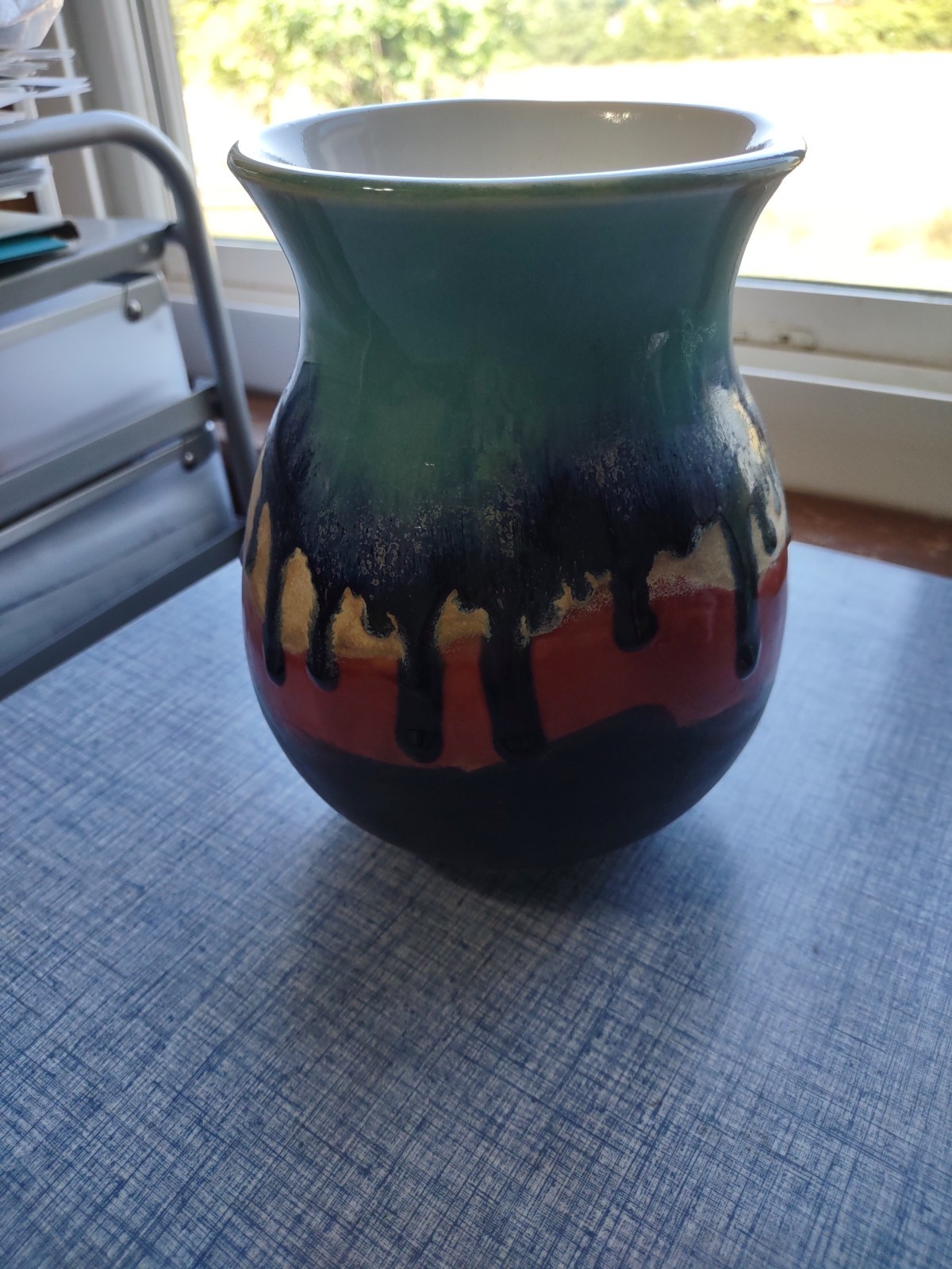 Kestrel Clay Studio Pottery Hand Thrown Drip Glaze Vase, Signed, #6256 ...