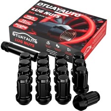 M12x1.5 Lug Nuts - 16PCS 12mmx1.5 Spline 1.38" Long Spline Drive Black 16 PCS