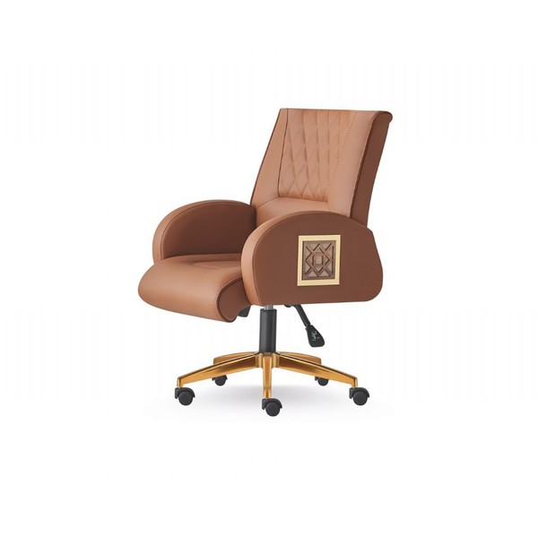 Drehsessel Rollen Braun Stuhl Modern BüRostuhl Arbeitszimmer Leder Holz-image