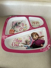Zak Designs Disney Frozen Elsa  Anna Child's Divided Plate PINK MELAMINE I7