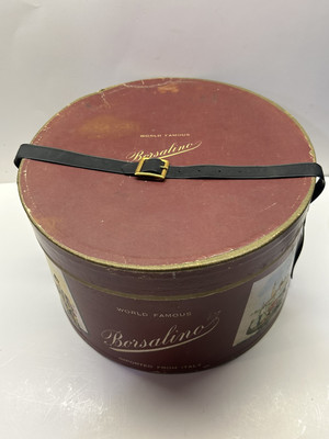 Vtg 1950-60s Borsalino Black Felt Qualita Superiore Fedora Italy 7 3/8 w/Box