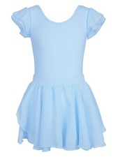 Girls Ballet Leotard Dress Toddler Short Sleeve Cross Back 2PCS Set Detachabl...