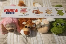 Kong Cozie Play Pack Plush Dog Toys - Set of 4  Lion • Rabbit • Sheep • Frog  