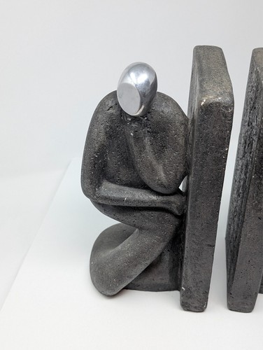 Abstract Thinker Pose Sculpture Form Bookends / Door Stop, 10.5”, Heavy (~13lb) - Afbeelding 8 van 18