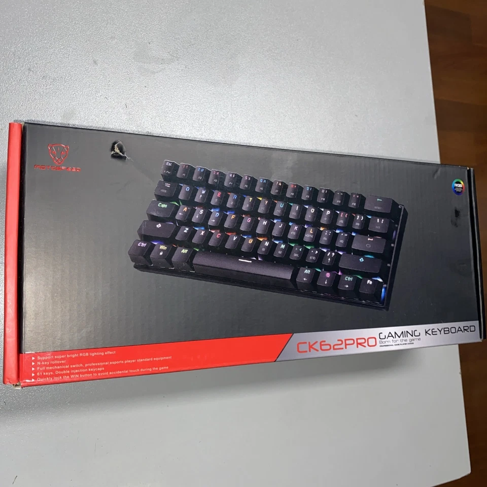 CK62PRO Motospeed Wired/Wireless Gaming Keyboard, White - Image 2 of 4