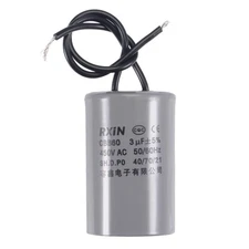CBB60 Run Capacitor 3uF 450V AC 2 Wires 50/60Hz Cylinder 54x34mm