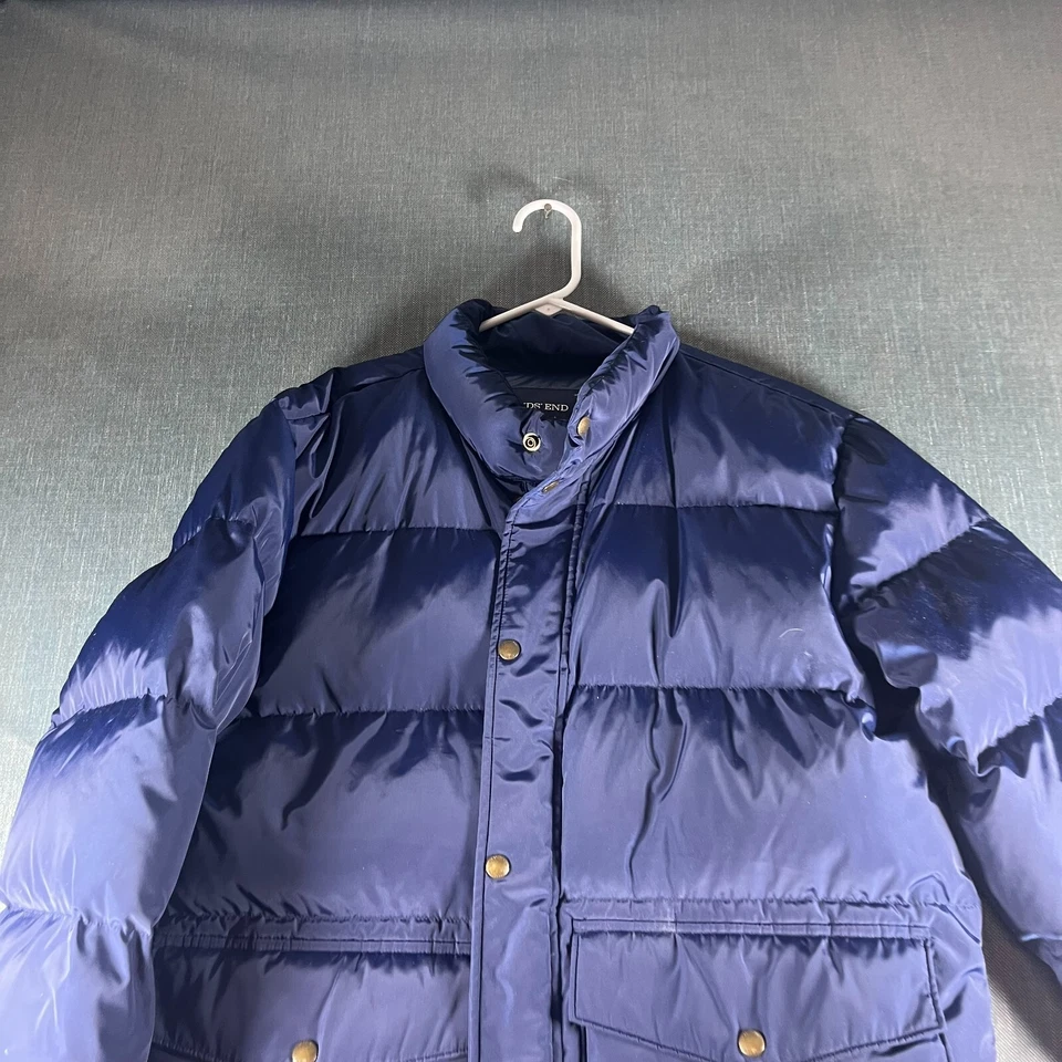 Lands End Mens Puffer Jacket Blue Long Sleeve Full Zip Size L 42-44 Polyester - Image 2 of 4