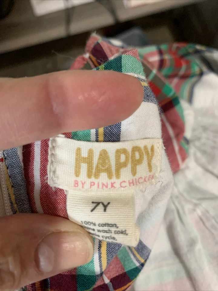 Vestido Happy Rosa Pollo Niñas Navidad Vacaciones Talla 7 años 100% Algodón Foto 4 de 4