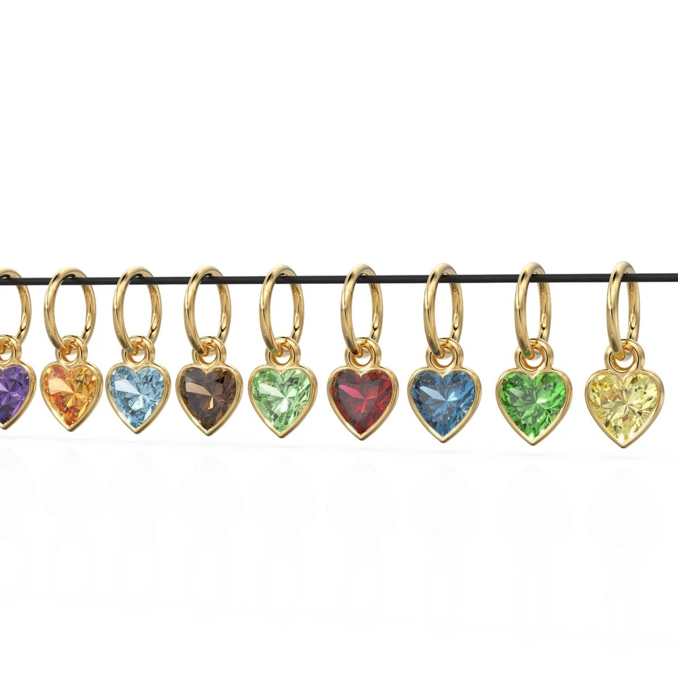 5mm Heart Shape Diamond Gemstone Charm Pendant 14k 18k Solid Gold Bezel Pendant - Image 4 of 4