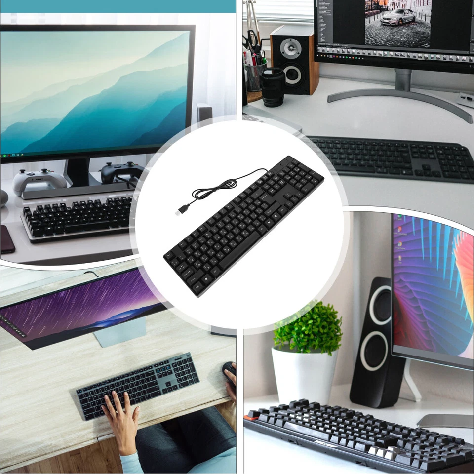 USB Wired Keyboard Full Size Russian Letter Keyboard for Working Gaming - Image 2 of 4