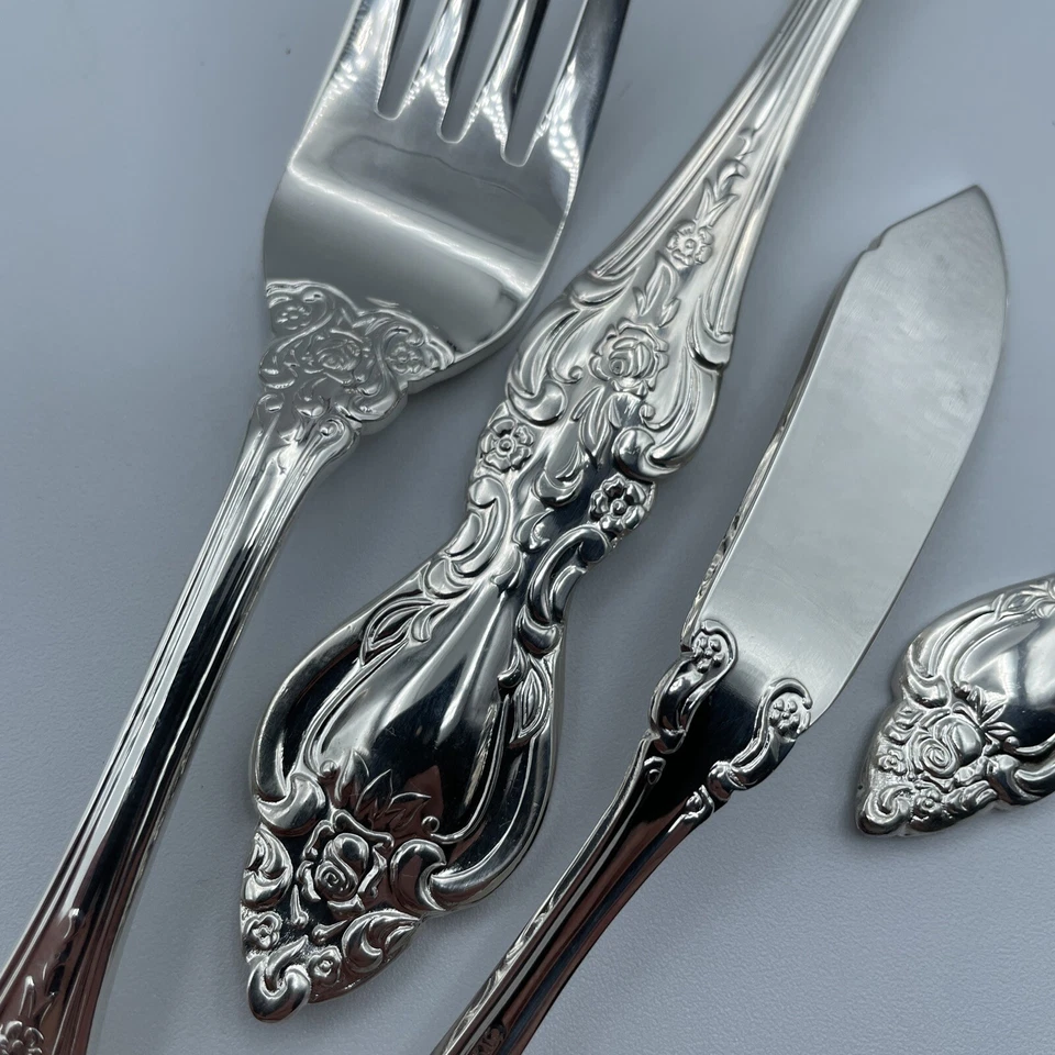 New! Vintage Silver Plated 55 PC Flatware Set For 8! W/Chest Classic Rose -Estia - Image 3 of 4