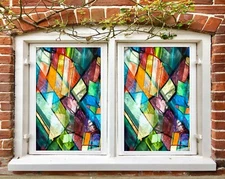 3D Graphics 040NAO Window Film Print Sticker Cling Stained Glass UV Block Fay