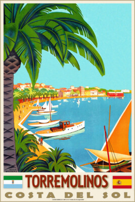 Torremolinos Costa Del Sol Spain Mediterranean Sea Travel Poster Art Print 313 Ebay
