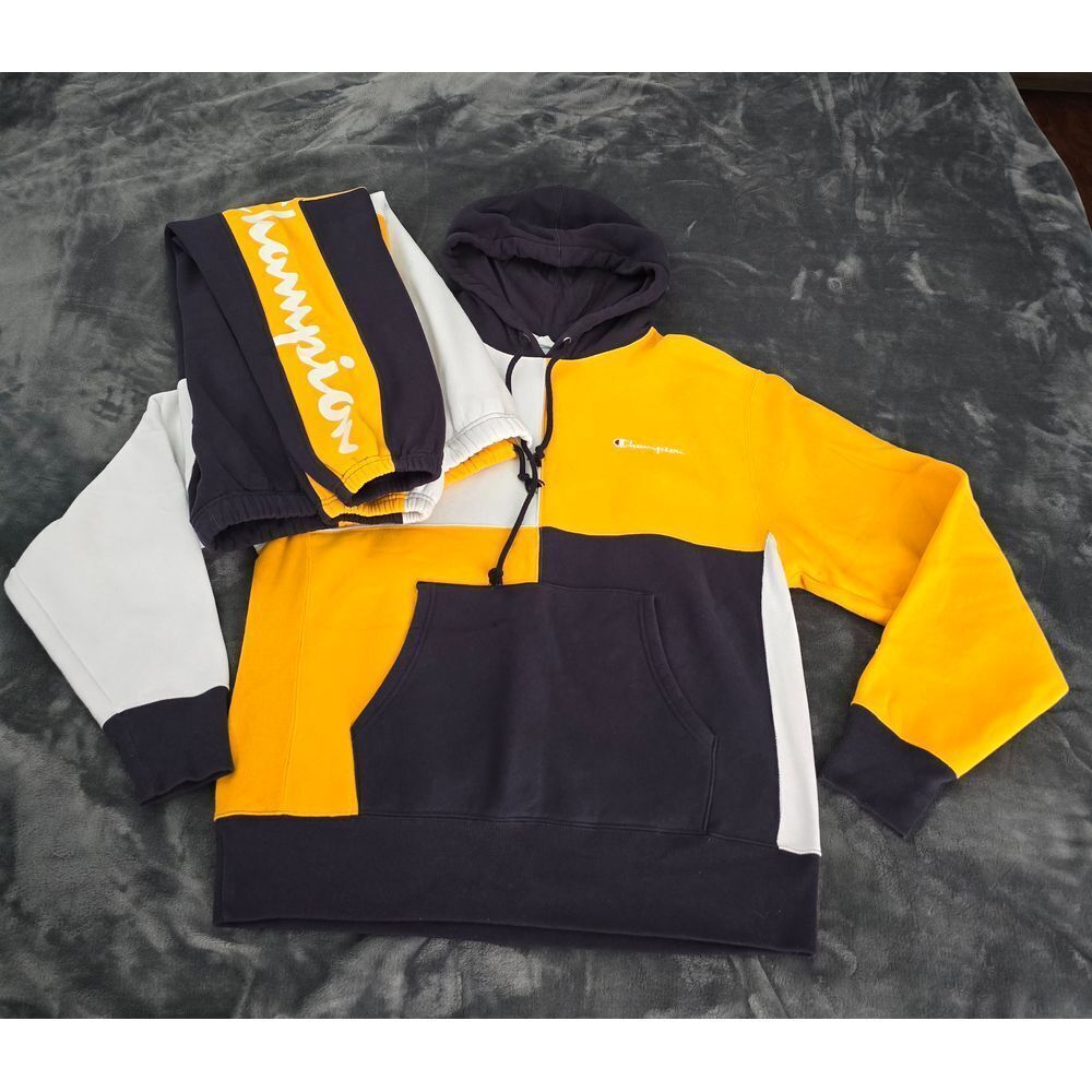 New Men's Colorblock Champions Reverse Weave Sweat Suit Set Size L
