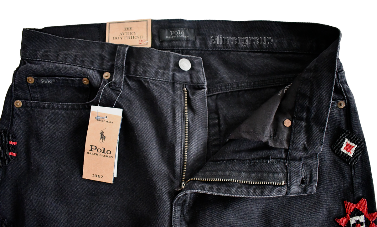 New POLO RALPH LAUREN AVERY *BEADED* Black 100% COTTON New POLO RALPH LAUREN AVERY *BEADED* Black 100% COTTON