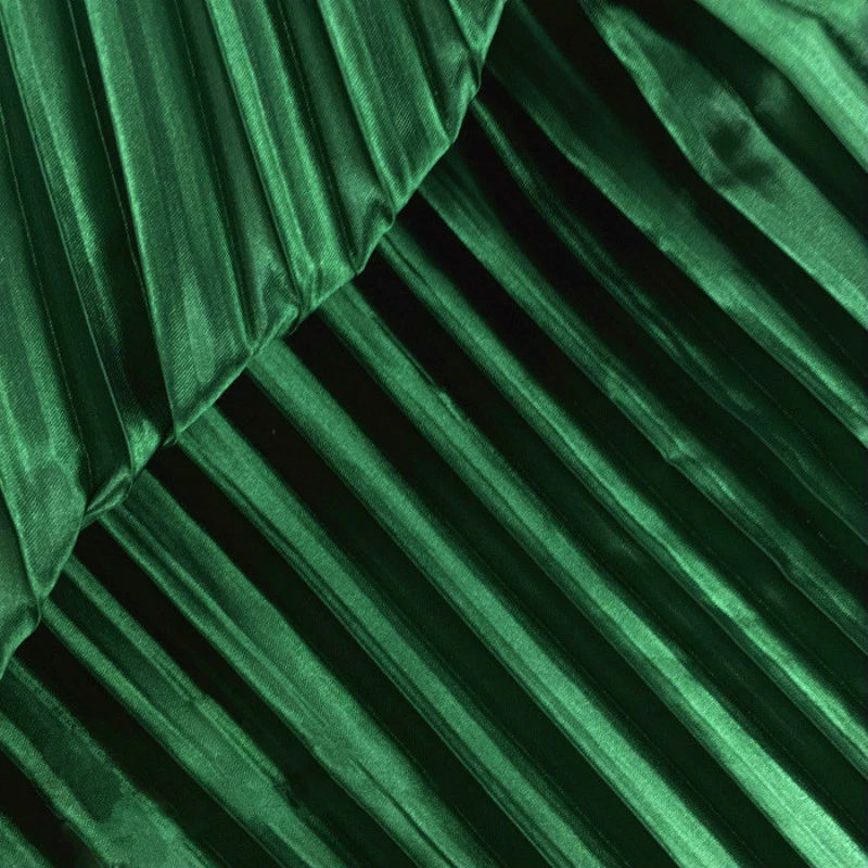 Metallic Faux Silk Satin Pleated Fabric Stretch Cloth Dress Skirt Material Craft - Image 2 of 4