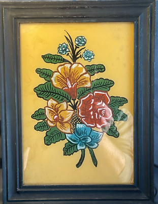 1976 Modernism Oil Art Austrian Painter 1976 Modern Floral Still Rose Bouquet 