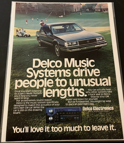 1985 Delco Music Systems / Buick - Vintage Original Golfing Print Ad / Wall Art