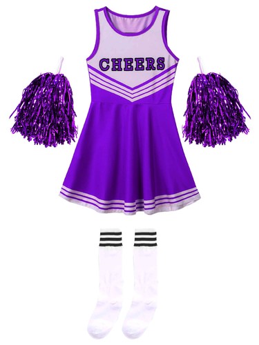 Kids Girls Cheerleading Outfits Dance Costume Dress Uniform Dress Up Party - Picture 24 of 130