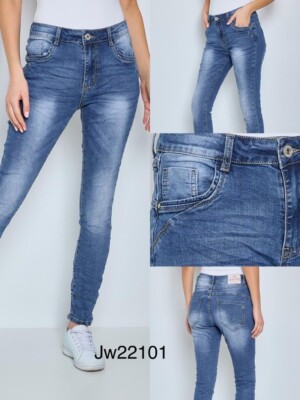 Jewelly Baggy Tapered Jeans  Jeggings Stretch High Waist JW22101