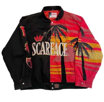 Jeff Hamilton Scarface Embroidered Alpacino Racing Jacket jh Jeff Hamilton Scarface Embroidered Alpacino Racing Jacket jh