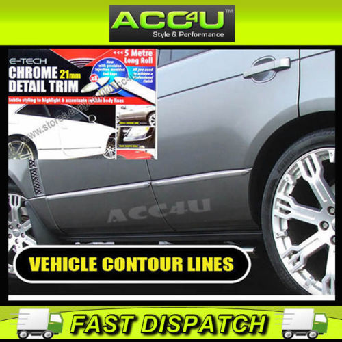 E-Tech 21 mm Chrom Auto Detail Karosserie Türverkleidung Stoßstange Schutz Styling Streifen. Kappe - Bild 18 von 18