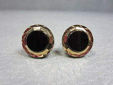 Contemporary Round Onyx Cut Bezel Yellow Gold Plated Cuff Links