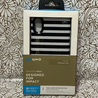   Speck Presidio Inked iPhone XR Case, Stripe Gold Specks