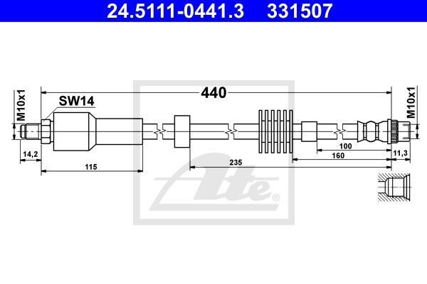 Flexible de frein haute pression pour DS4 et Citroën C4 II 1.6