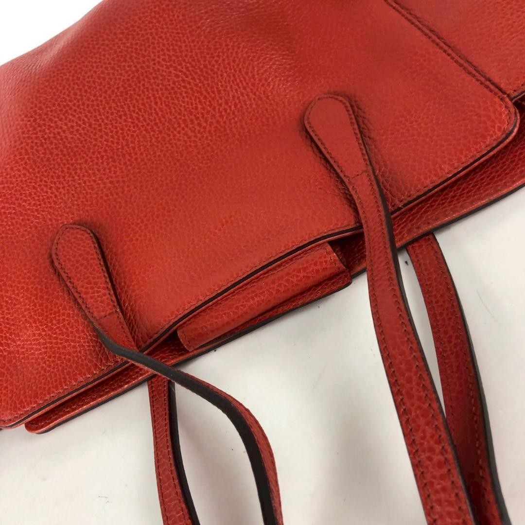 GUCCI Red Leather Swing Tote Bag Women Authentic Used thumbnail 5