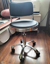 Black Faux Leather Swivel Office Chair Padded Seat Height Adj Chrome Wheels