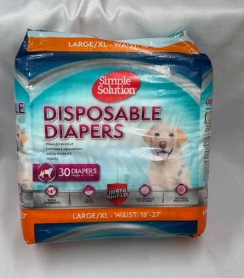Disposable Dog Diapers for Female Dogs, Absorbent, Waist 18-27 Inch, 30 Count