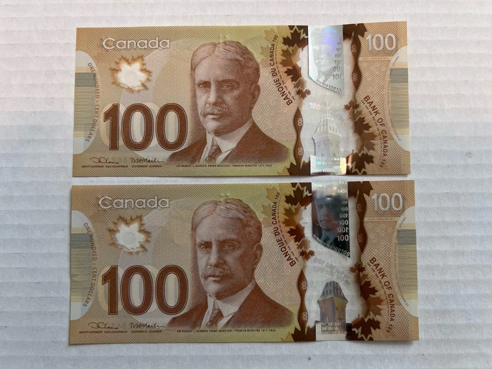(2) CONSECUTIVE REPEATER SERIAL 2011 CANADA $100 DOLLARS  : HJE 2862862/2862861 - Image 3 of 3