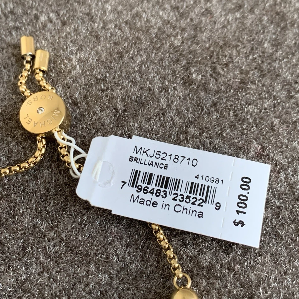 Pulsera Deslizante Michael Kors Bola de Fuego Tono Dorado Cuentas y Cristal Foto 4 de 4