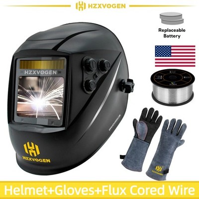 Auto Darkening Welder Mask True Color Large View Welding Helmet& Gloves &Wire