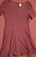 H&M Divided Women’s Burgundy Skater Dress Size 14 