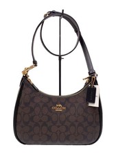 COACH CK161 Teri Hobo Signature Shoulder Bag Brown